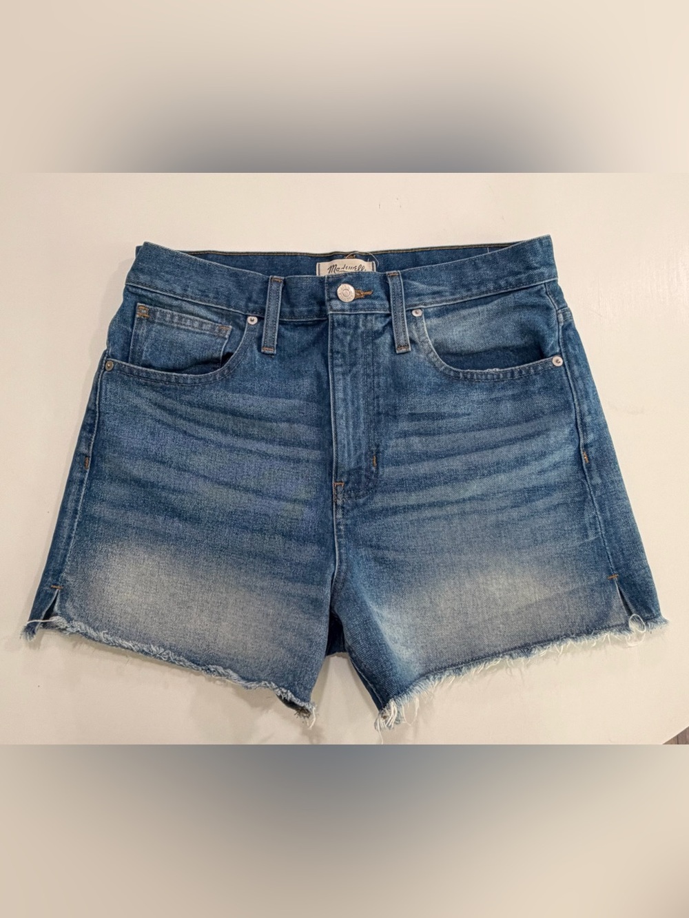 Madewell High Rise 100% Cotton Raw Hem Denim Cut Off Shorts Medium Wash Size 28